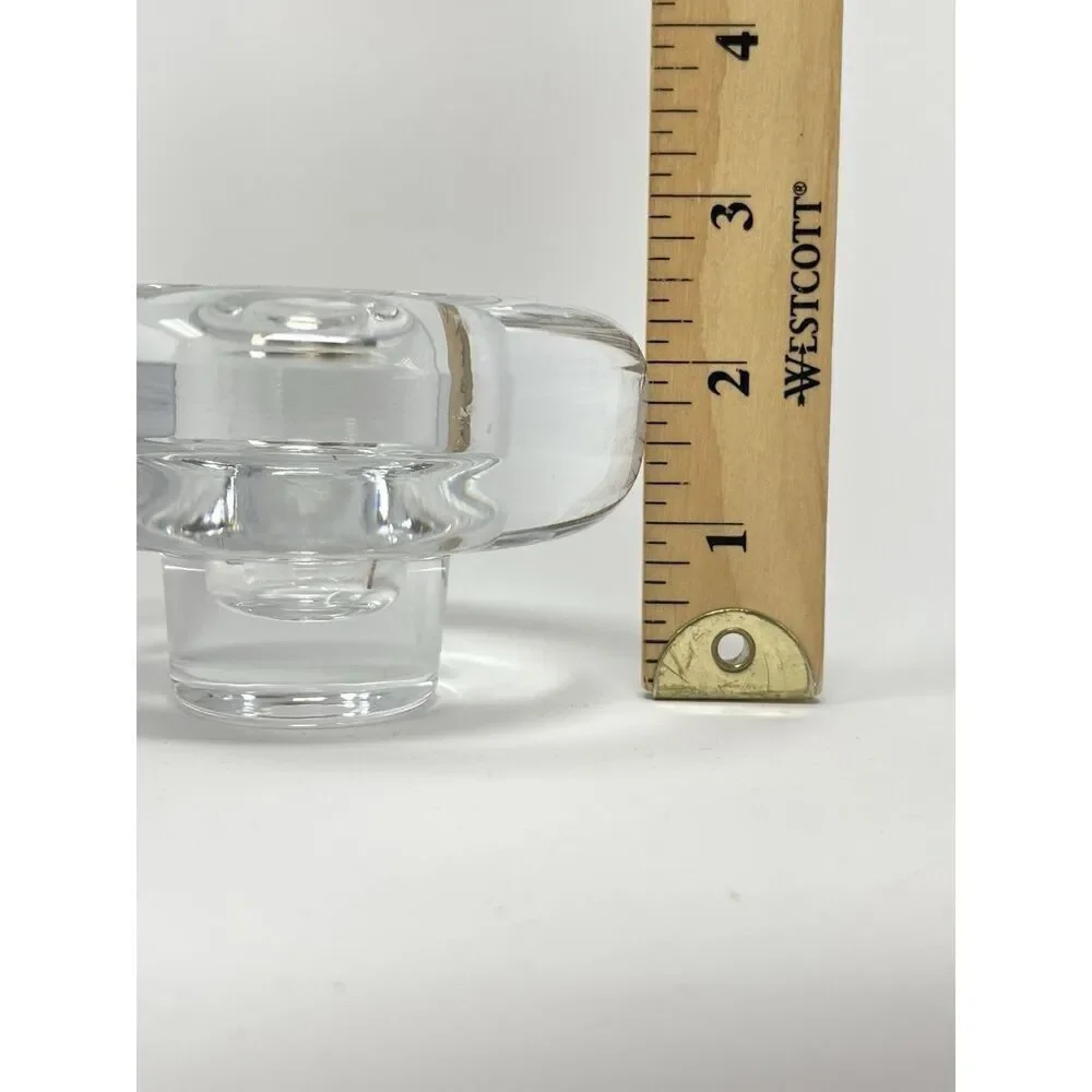 Dansk Lead Crystal Candle Taper Holder Heavy MCM Round 2.5” Tall 3.75” Wide